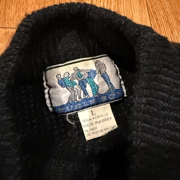 Bugle Boy Vintage Sweater Men's Made in Korea L Acrylic Geometric Pullover Crew - Picture 5 of 7